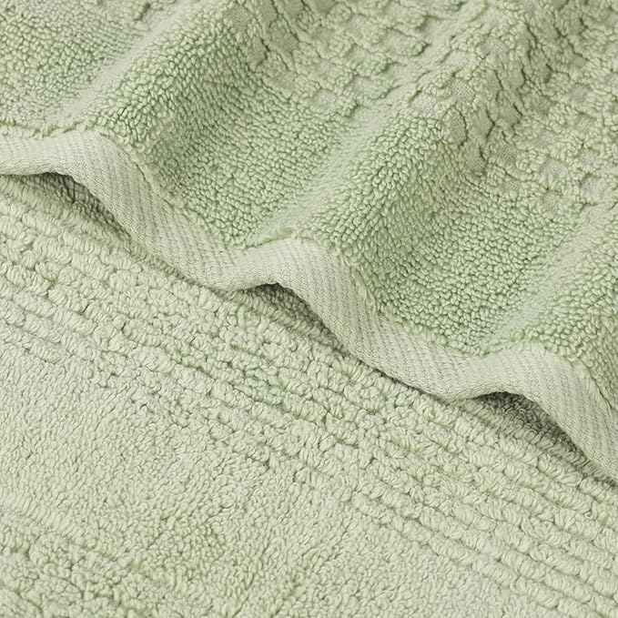 Superior Playa Zero Twist Cotton Medium Weight Small Towels, for Kitchen, Bathroom, Shower, Spa, Plush, Quick Dry, Ultra-Soft Essentials, Waffle Textured, Face Towels Washcloths, Set of 12, Green
