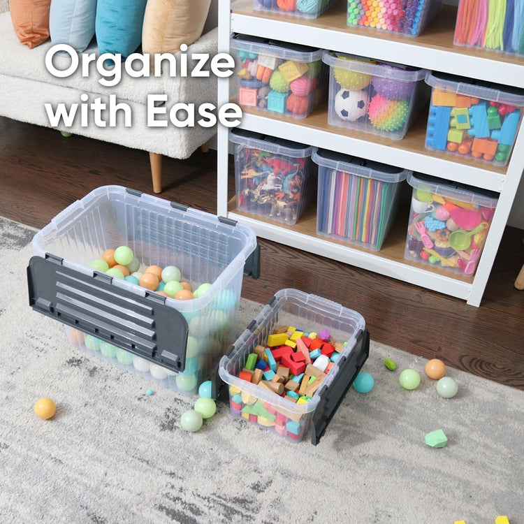 Superio Storage Bins with Lids, Clear Plastic Containers for Organizing, Stackable Totes, BPA Free, Odor Free, Organizer Boxes for Home, and Dorm (4 Pack, 15"x10"x10.25")
