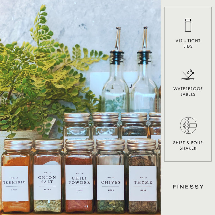 Thick Glass Spice Jars With Metal Lids And Labels (36 Count)