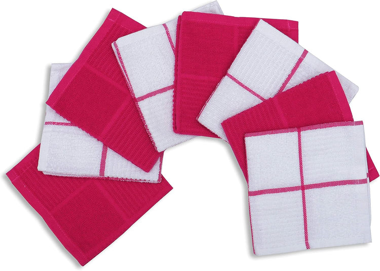 AMOUR INFINI Dish Cloths for Washing Dishes Set of 8 - Highly Absorbent, Super Soft Kitchen Dishcloths - Reusable Quick Dry Dish Rags for Cleaning & Drying Kitchen Linens (12x12 Inch - Pink) - Nestoria