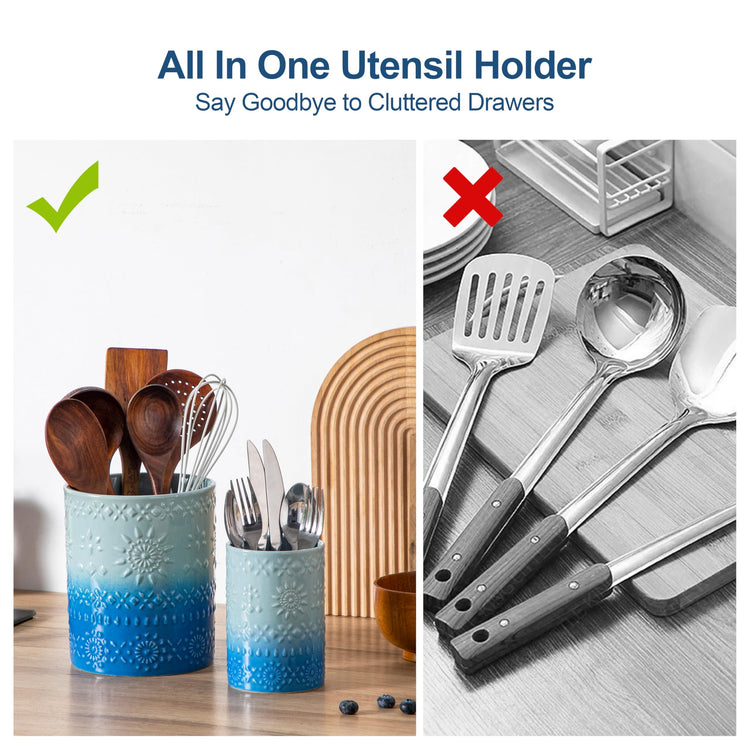 7.2"+5.4" Ceramic Utensil Holder Set of 2 (2 Count)