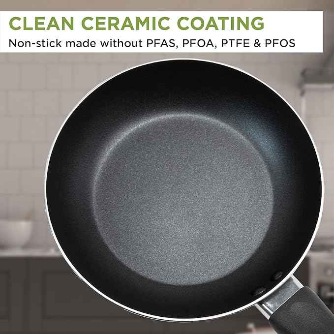 Ecolution Easy Clean Ceramic Nonstick Cookware Set, Dishwasher Safe Kitchen Pots and Pans Set, Comfort Grip Handle, Even Heating, Ultimate Food Release, 26-Piece, Red