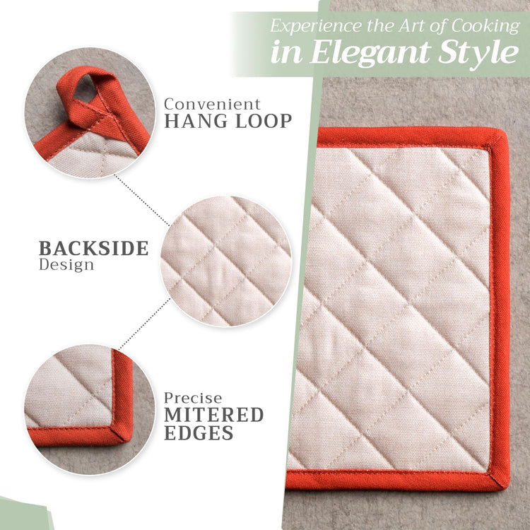 100% Cotton Oven Mitt & Pot Holder Set
