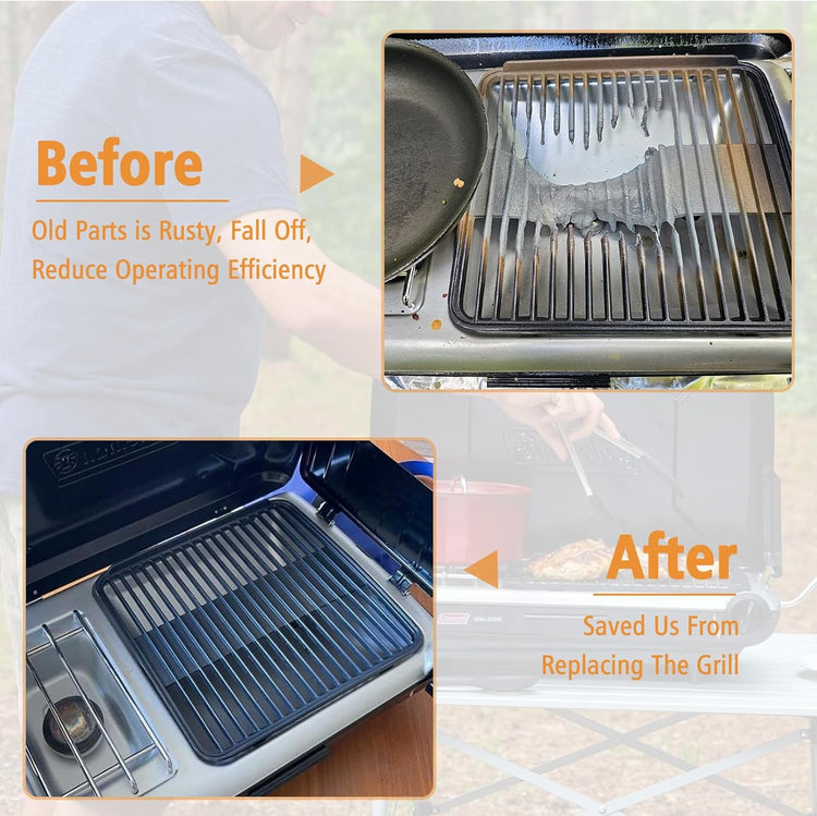 Grill Grates for Coleman 2-in-1 Camping Grill, Cooking Grid for Coleman 2 Burner Propane Stove, Fits Coleman Classic 2-Burner 2000020929 2000020925 2157480 2000038016 Propane Stove Replacement Parts