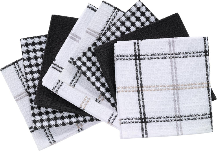 T-fal Premium Waffle Dish Cloths (8-Pack), 12"x13" Highly Absorbent, Super Soft Long Lasting 100% Cotton Flat Waffle Dish Towel for Washing Dishes, Neutral - Nestoria