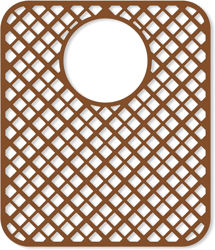 2 Pack Silicone Sink Protectors for Kitchen Sink, Lozenge Pattern 13 x 11 Inches Sink Mat, Non-Slip and Durable Sink Protector Silicone, Rear Drain, Coffee