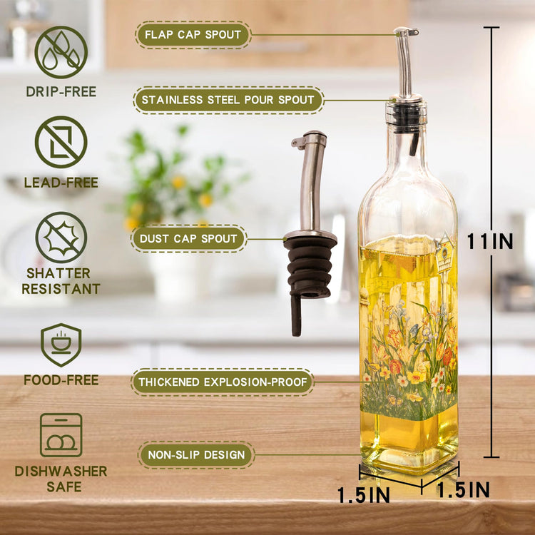 17oz Glass Olive Oil & Vinegar Dispenser Set (2 Count)