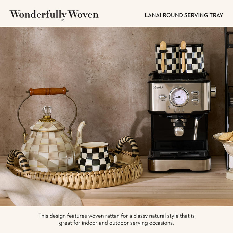 Woven Rattan Round Serving Tray
