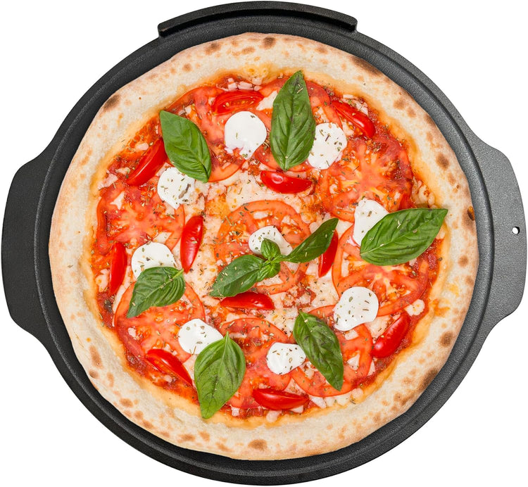 Outset Cast Iron Grill Pizza Pan, 18" Pizza Stone For Oven and Grill