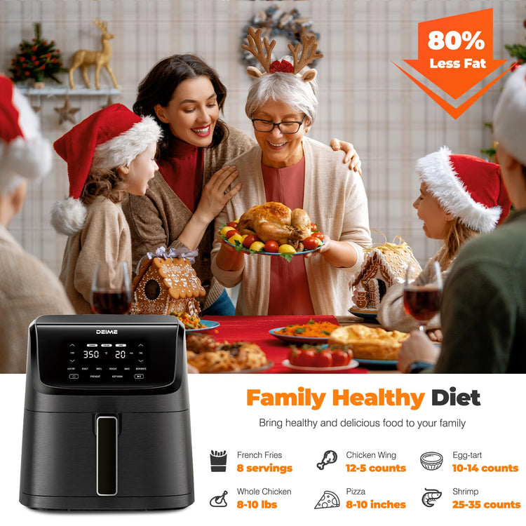 Air Fryer 7.2 QT 1700W Oilless Oven Healthy Cooker Air Fryers Large Capacity with 8 Presets