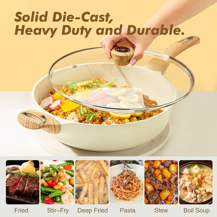 Ceramic Nonstick Frying Pan Skillet with Lid