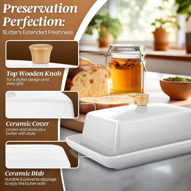 Extra Large Ceramic Butter Dish with Lid