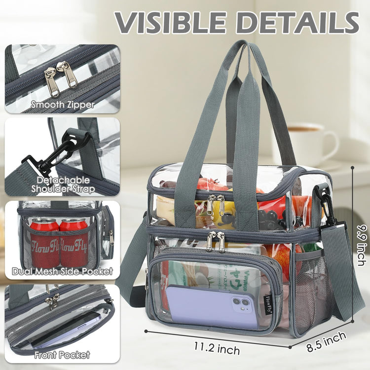 Clear Bag Double Decker for Stadium Events With Shoulder Strap for Women