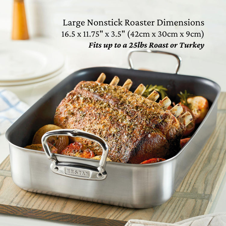 Provisions 16.5" Classic Clad Nonstick Roasting Pan with Stainless Steel Rack