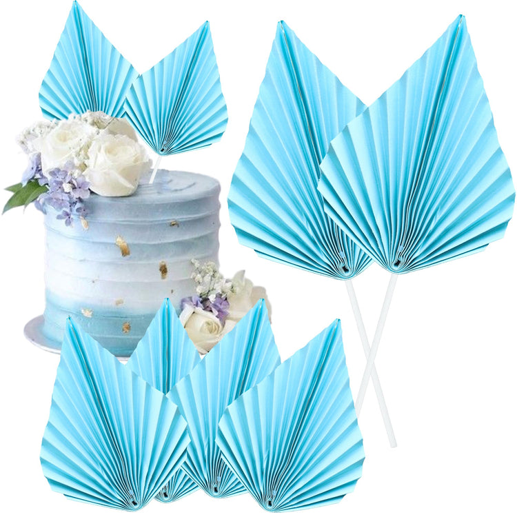 6pcs Paper Palm Fan Cake Toppers (6 Count)