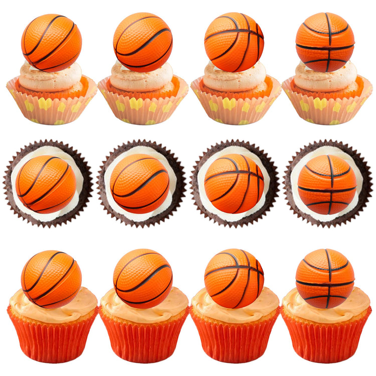 10 Pack 3D Basketball Cupcake Toppers Basketball Cake Toppers Decorations for Sports Theme Baby Shower Birthday Party Cake Decorations Supplies (10 Count)