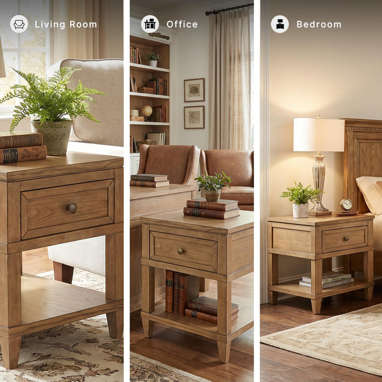 Sharlance Wood End Table with Charging Station
