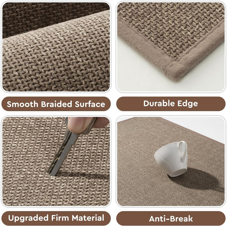 tchdio Kitchen Mats for Floor Set of 2 PCS, Rubber Backed Kitchen Rugs Non Slip Washable, Superior Absorbent Kitchen Mat Easy to Clean, Comfort Kitchen Floor Mat Front of Sink Tan 17"x29"+17"x47"