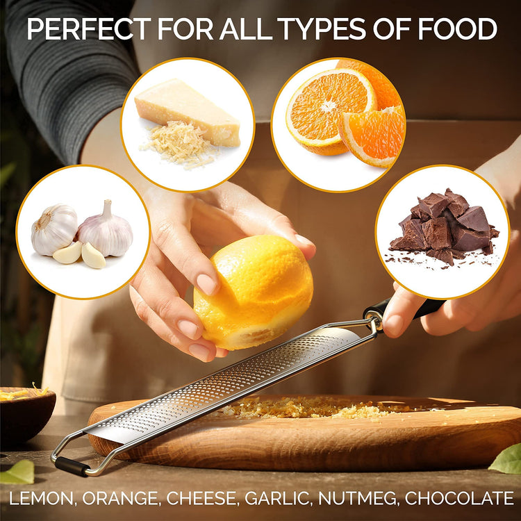 DESIGNED BY CHEFS ~ Premium Lemon Zester Grater With Perfectly Angled Teeth ~ Ideal for Citrus