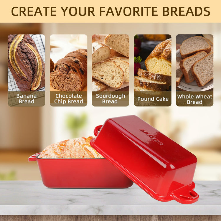 9x5 Enameled Cast Iron Loaf Pan with Lid
