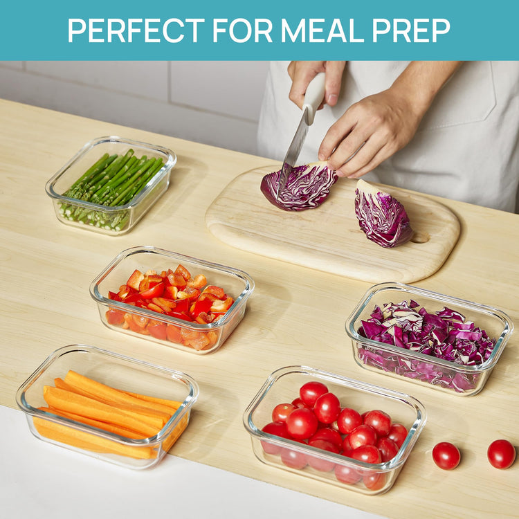 5Pack 22oz Glass Storage Containers with Lids (5 Count)
