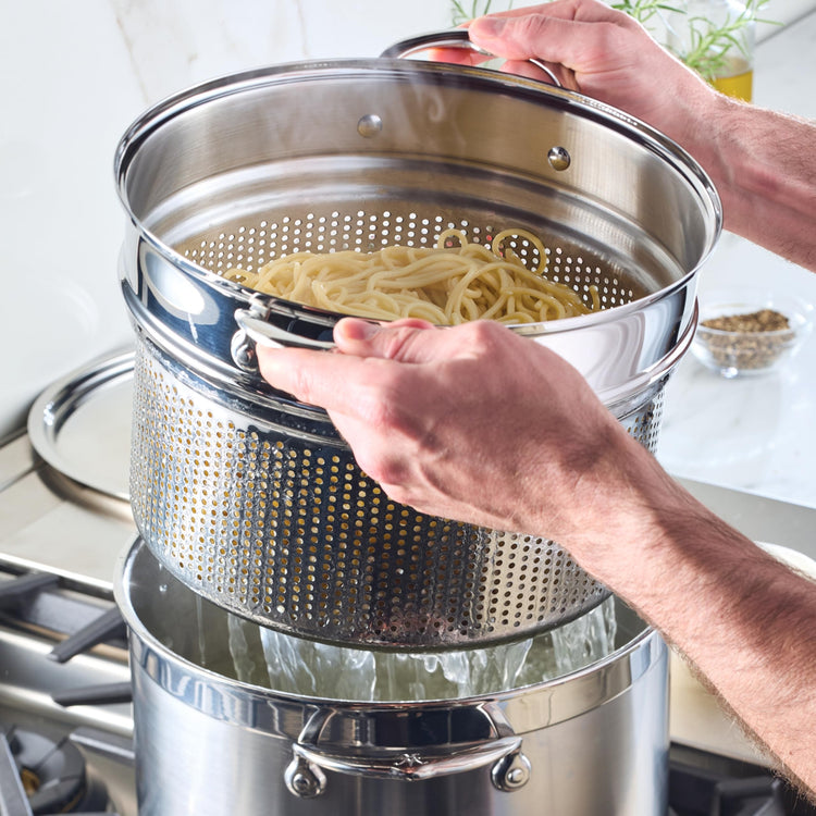 Provisions 8 Quart Stainless Steel Pasta Insert and Steamer Basket