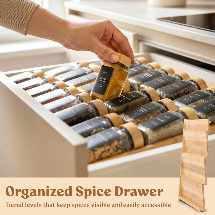 Bamboo Spice Drawer Organizer