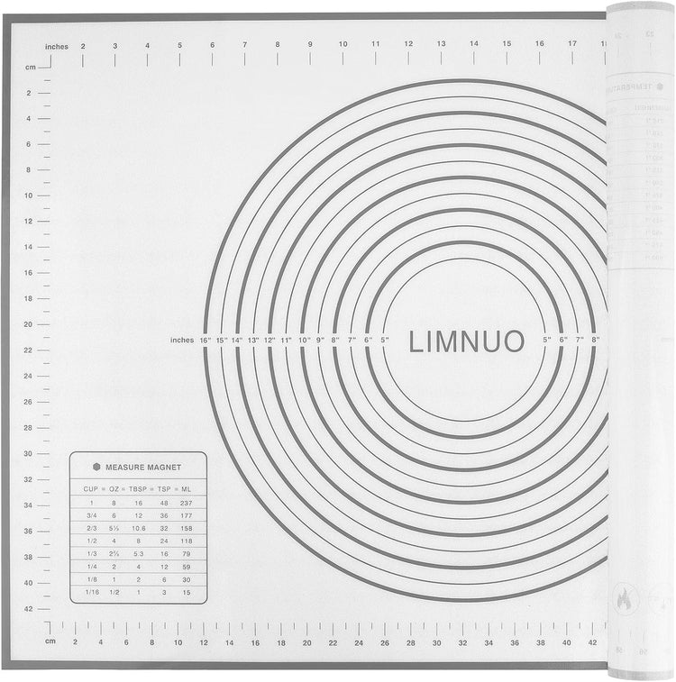 Silicone Baking Mat,Non Stick Rolling Dough with Measurements for Pie Pizza Cookies Fondant Making,Extra Thick Non Slip Silicone Pastry Mat