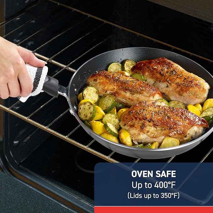 T-Fal Experience Nonstick Fry Pan 12.5 Inch, Induction, Oven Broiler Safe 400F, Non Stick Frying Pan, Skillet, Kitchen Egg Pan, Omelet Pan, Cookware, Pots and Pans, Home, Dishwasher Safe, Black