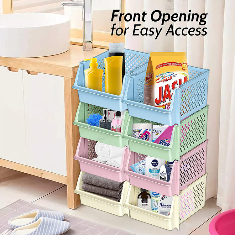 Stackable Storage Bins Open Front for Pantry Storage (4 Count)