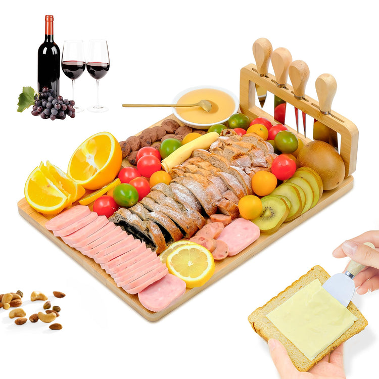 Bamboo Charcuterie Boards Cheese Board Knife Set