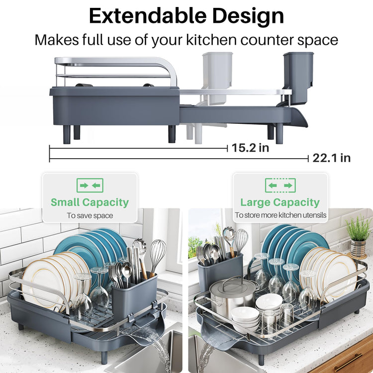 Expandable Dish Drying Rack for Kitchen Counter