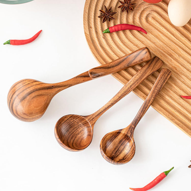 3 Size Wooden Soup Ladles Set (3 Count)