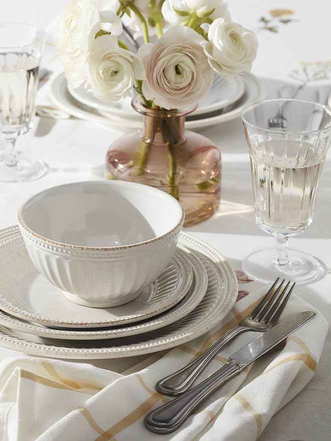 Lenox 895721 French Perle Groove Dinner Plates, Set Of 4