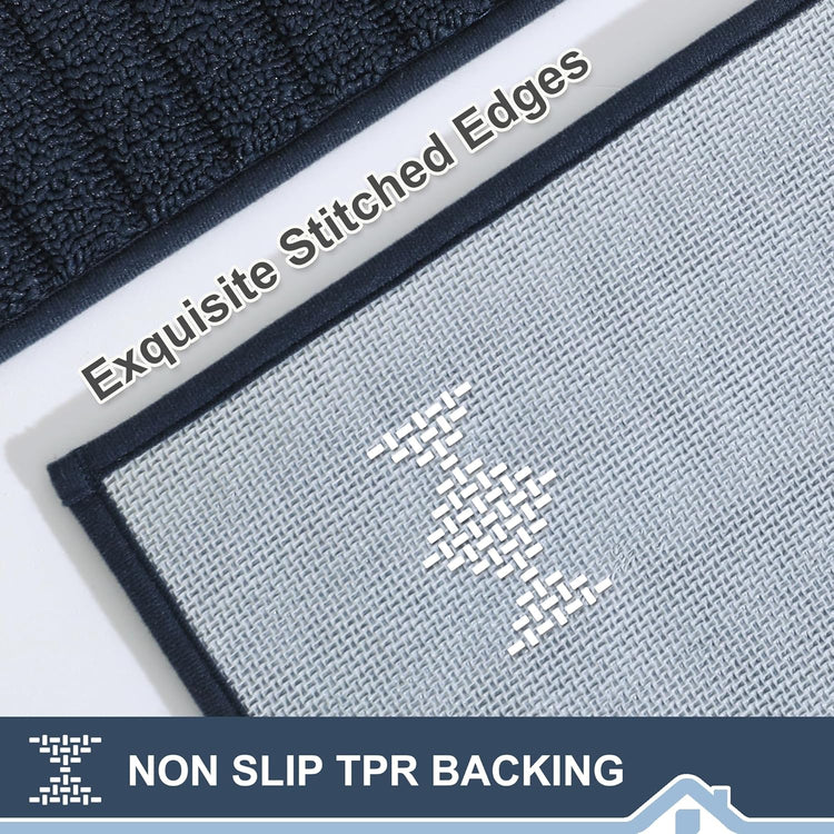 BEQHAUSE-Kitchen-Rugs-and-Mats Non Slip Kitchen Runner Rug Absorbent Kitchen Mats for Floor Machine Washable Kitchen Floor Mat,Navy Blue 24”x60”
