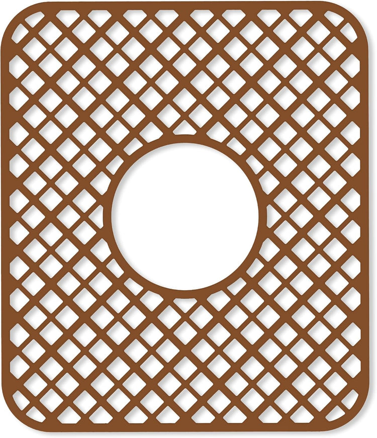 2 Pack Silicone Sink Protector for Kitchen Sink, Lozenge Pattern 13 x 11 inches Sink Grid Mat Silicone Protectors, Center Drain (Coffee)