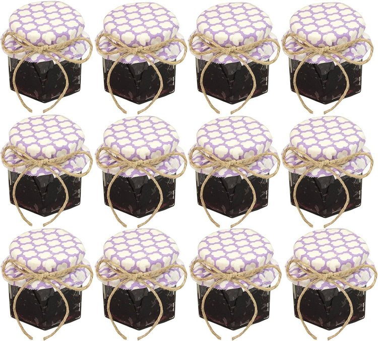 1.5 oz Hexagon Mini Glass Jars with BLACK Lids and Labels (Pack of 24)