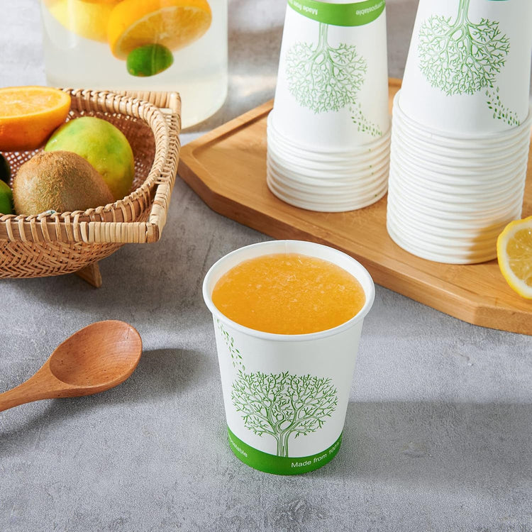 ECOLipak 300 Count Compostable Paper Cups, 8 oz Biodegradable Disposable Paper Coffee Cups with PLA Lined, Eco-friendly Hot Drinking Cups for Party, Picnic,Travel,and Events