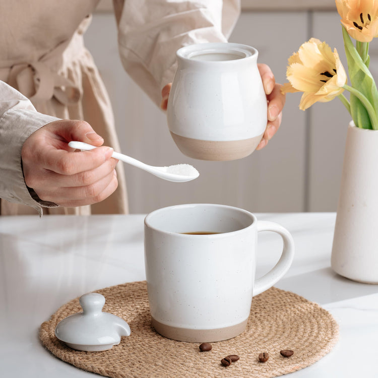 10oz Sugar Bowl with Lid and Spoon