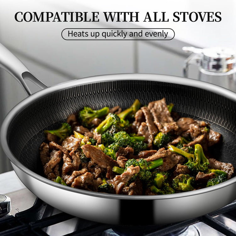 11" Stainless Steel Frying Pan with Lid