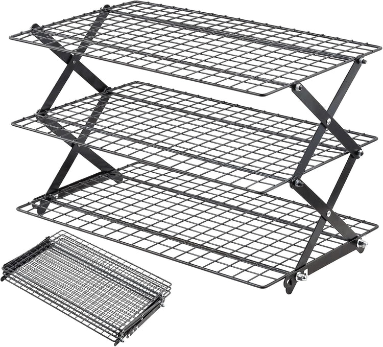Pleafind 3 Tier Collapsible Cooling Rack - 3 Setting Design, Adjustable & Stackable Baking Rack, 5 Modes Cooling Racks for Cooking and Baking, Roasting & Grilling Gifts for Picnic Party