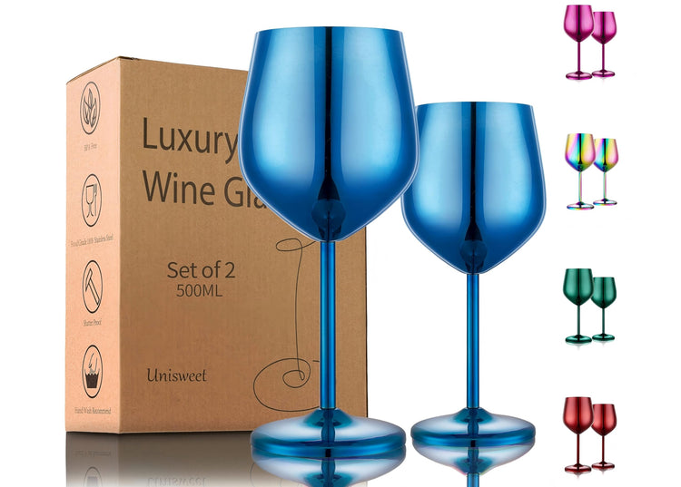 Unbreakable Stainless Steel Wine Glasses Set of 2 (2 Count)