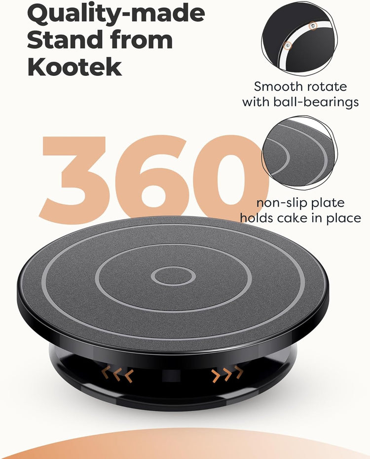 Kootek 71PCs Cake Decorating Kit, Baking Supplies Tools - Includes Cake Stand Turntable, 12 Icing Piping Tips, 2 Frosting Spatulas, 3 Scrapers, 50+2 Piping Bags, Coupler, Video Tutorial, Booklet