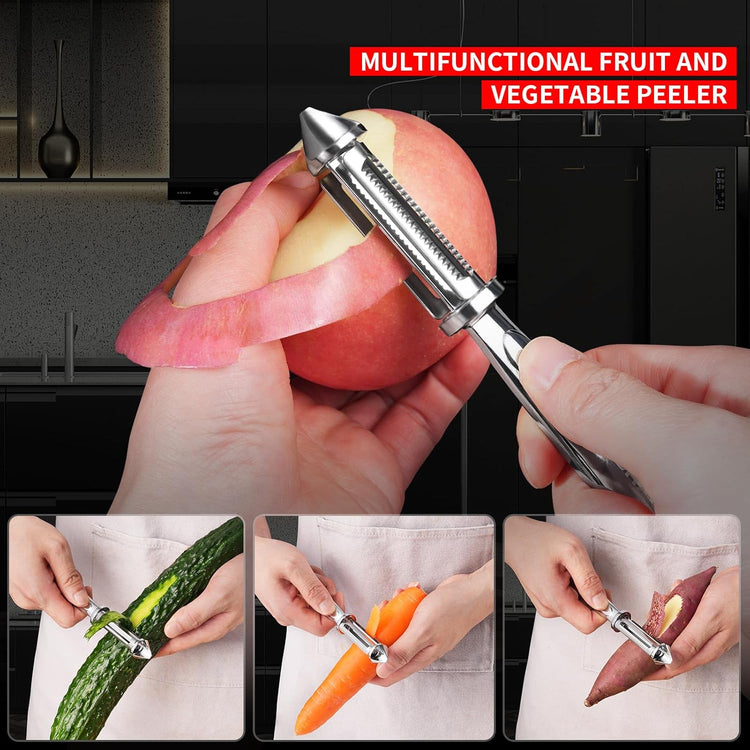 MAD SHARK Ultra Sharp Vegetable Peelers for Kitchen Fruit Apple Potato Peelers,Design with Ergonomic Non-Slip Handle, Y+I Shaped Stainless Steel Serrated(2pc)