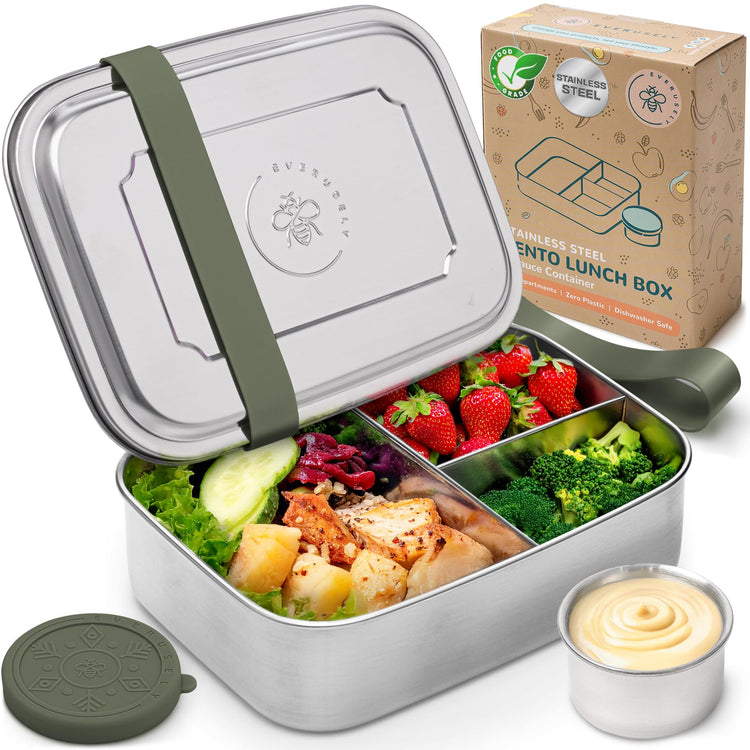 Stainless Steel Bento Box + Condiment Container