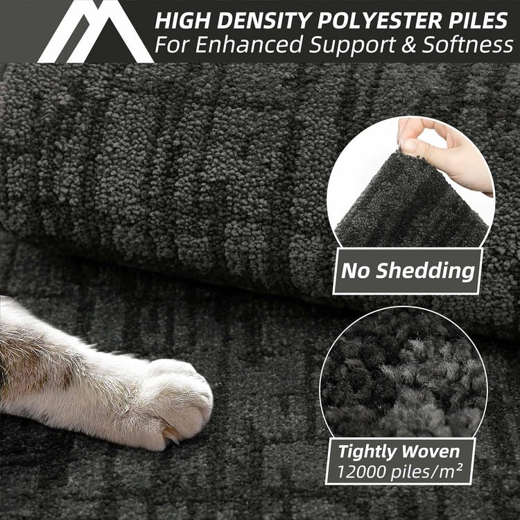 COSY HOMEER Kitchen Rugs 20"x32"+20"x48" Absorbent Soft Kitchen Mats for Floor Non Slip Kitchen Runner Rug Polyester Washable Kitchen Floor Mats for Sink Mat,Hallway,Laundry,Dark Grey