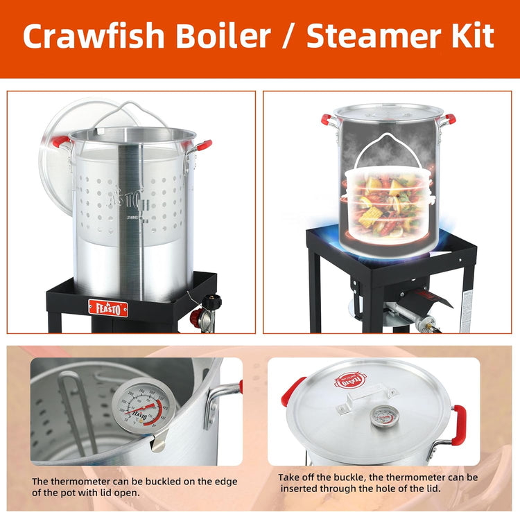 22701A 30QT Turkey & Fish Fryer Set for Outdoor Cooking, CSA Certified,Turkey Deep Fryer Pot with Basket for Thanksgiving Day, 50,000 BTU Propane Burner Outdoor Fryer