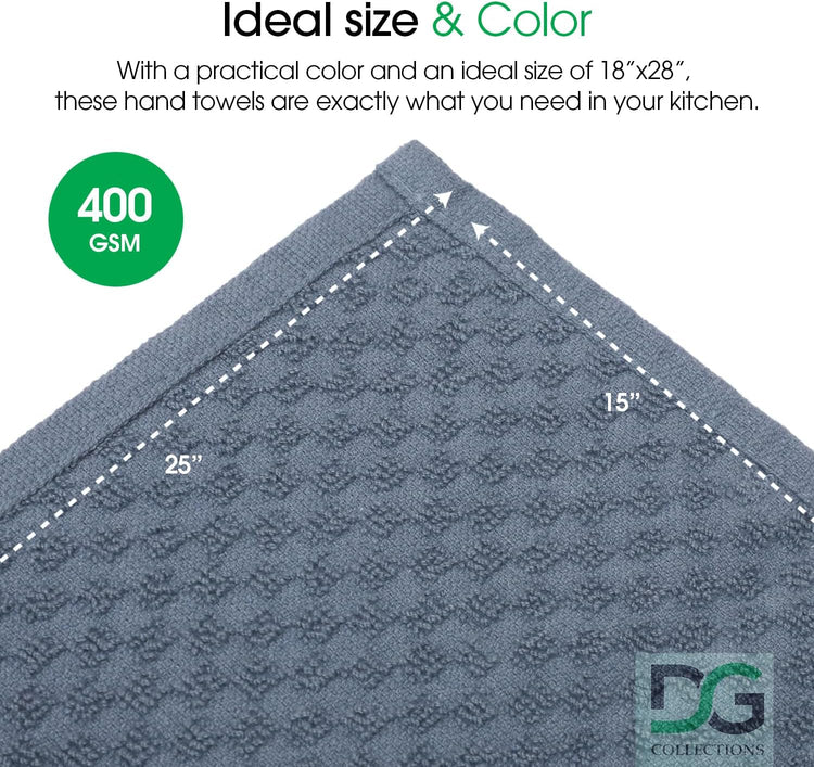 DG Collections Grey Kitchen Towels - 100% Cotton Terry Tea Towels for Cleaning, Drying, and Highly Absorbent Kitchen Dish Cloth for Bar Cleaning - 8 Pack - 15 x 25 Inches - Nestoria