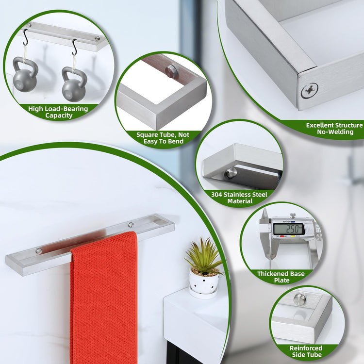 Hand Towel Holder Brushed Towel Bar for Bathroom Wall Mounted 16 Inch