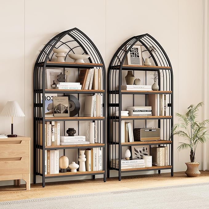 LITTLE TREE 74.8" Tall Bookshelf, 5-Tier Heavy Duty Metal Rack, Large Load-Bearing Capacity, Versatile Shelf for Living Room, Kitchen, Bedroom, Bathroom, Study